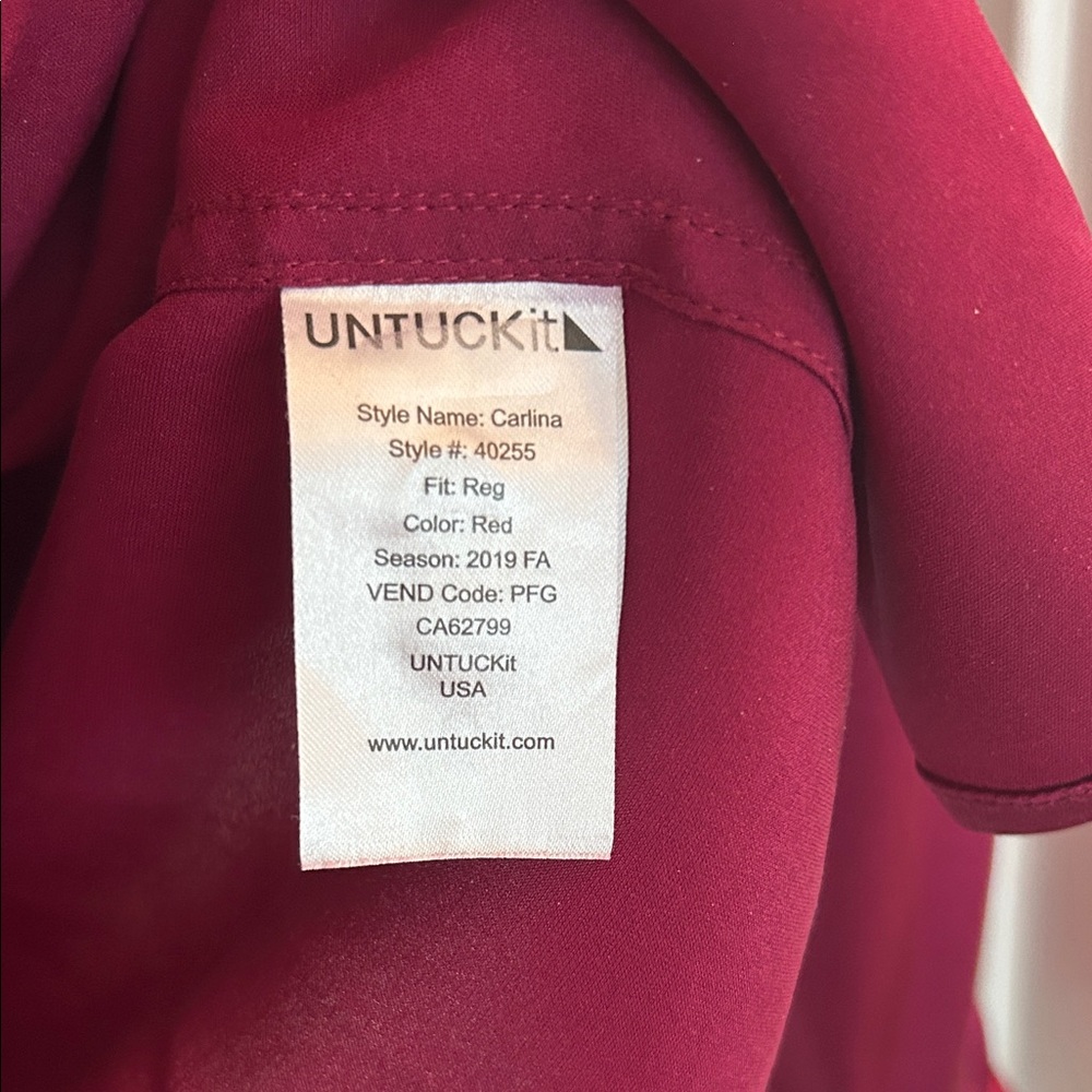 UNTUCKit Burgundy silk Button Down Shirt - Picture 3 of 5